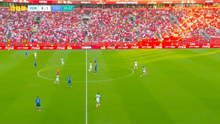 Rafael Leão hits the bar against Croatia 58'