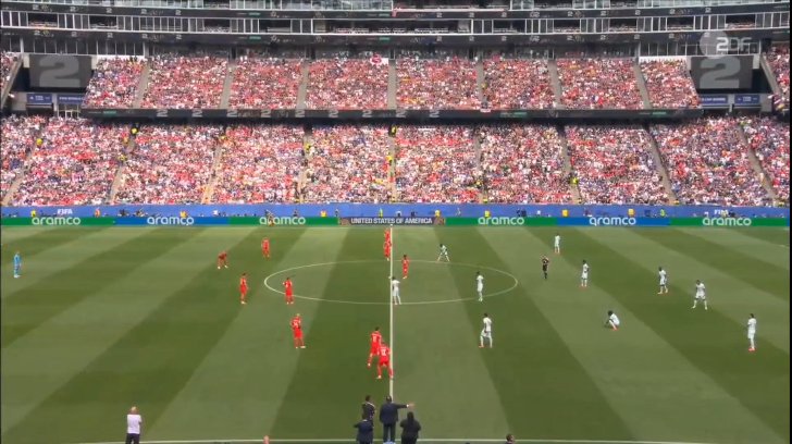 Kylian Mbappé hits the crossbar after 22 seconds