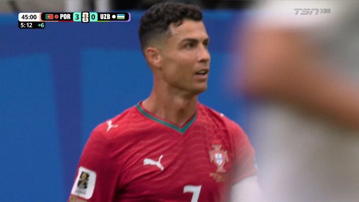 Cristiano Ronaldo chance against Uzbekistan 45+6'