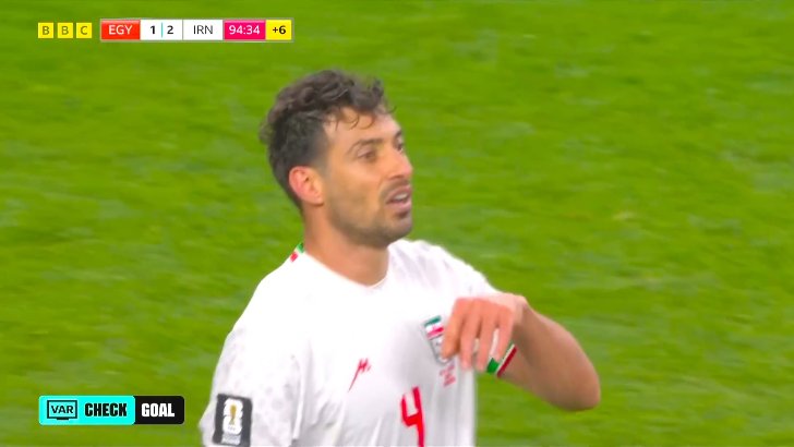 Iran disallowed goal against Egypt 90+6'
